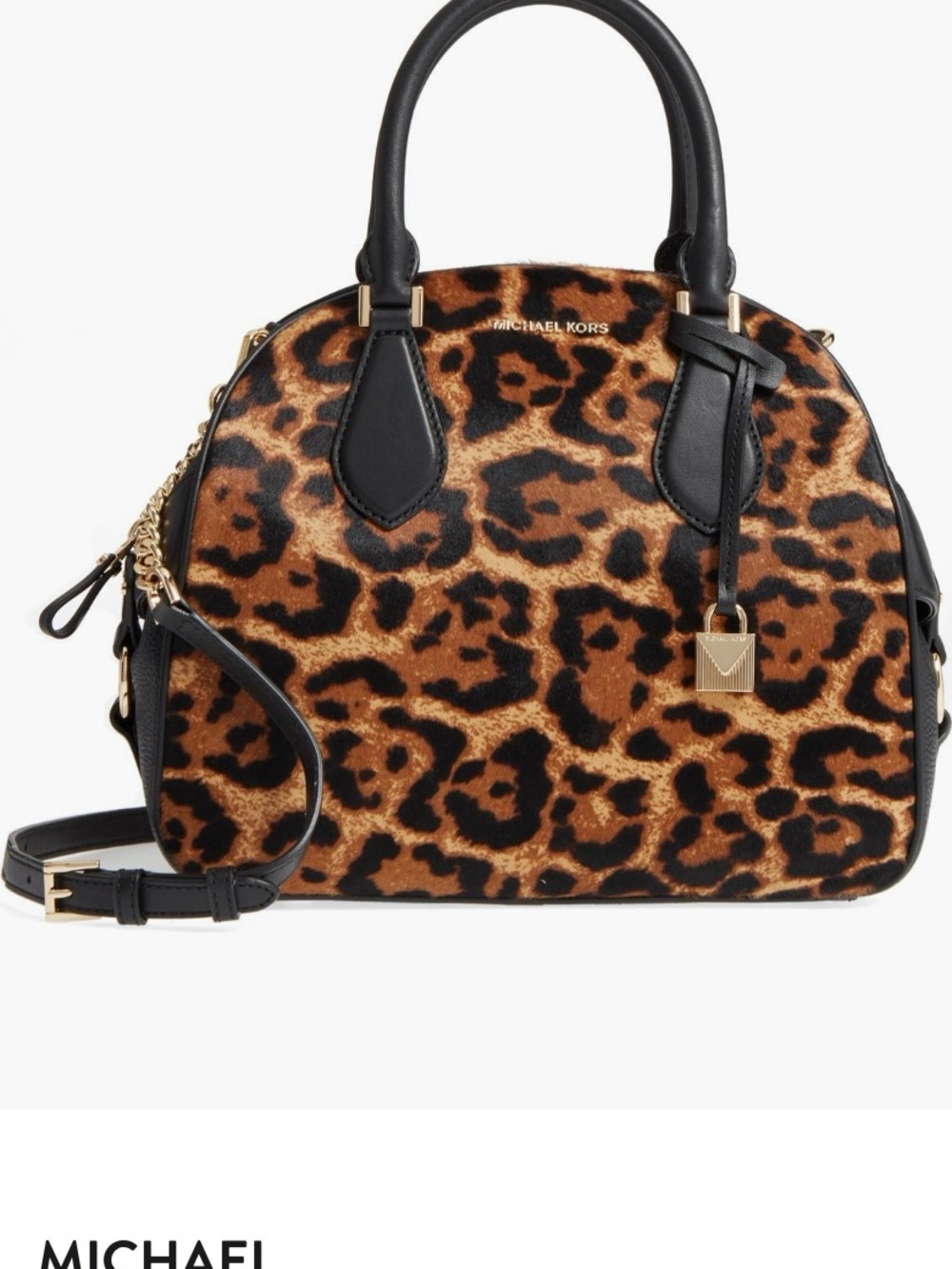 Michael Kors Briar Bowling bag with Leopard Print